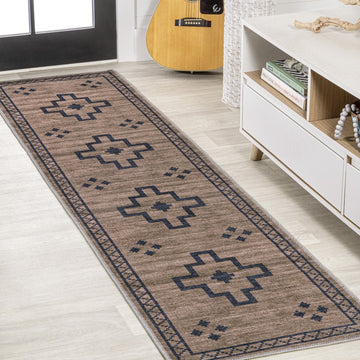 Korsa Geometric Medallion Machine-washable Area Rug